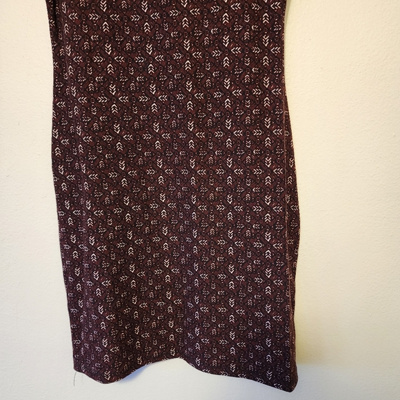 MUDD Maroon Burgandy Brown Black Cream Pattern Form Fitted Bodycon Dress Medium - Picture 8 of 14